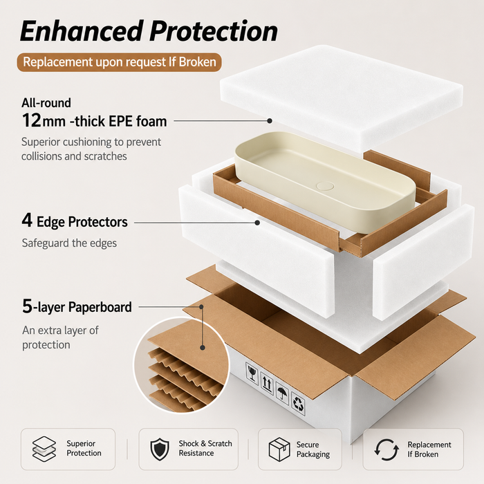 Bassino Modern Melamine Wash Basin | Stylish Countertop Wash Basin for Bathroom–800x350x125 mm Beige