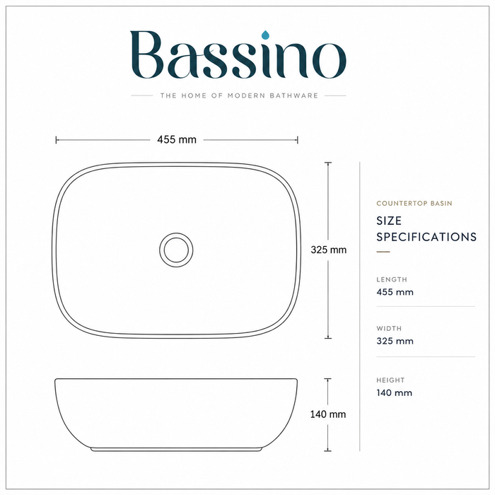 Bassino Matte Peach Countertop Wash Basin – Modern Ceramic Vessel Sink (17.9" x 12.8" x 5.5")