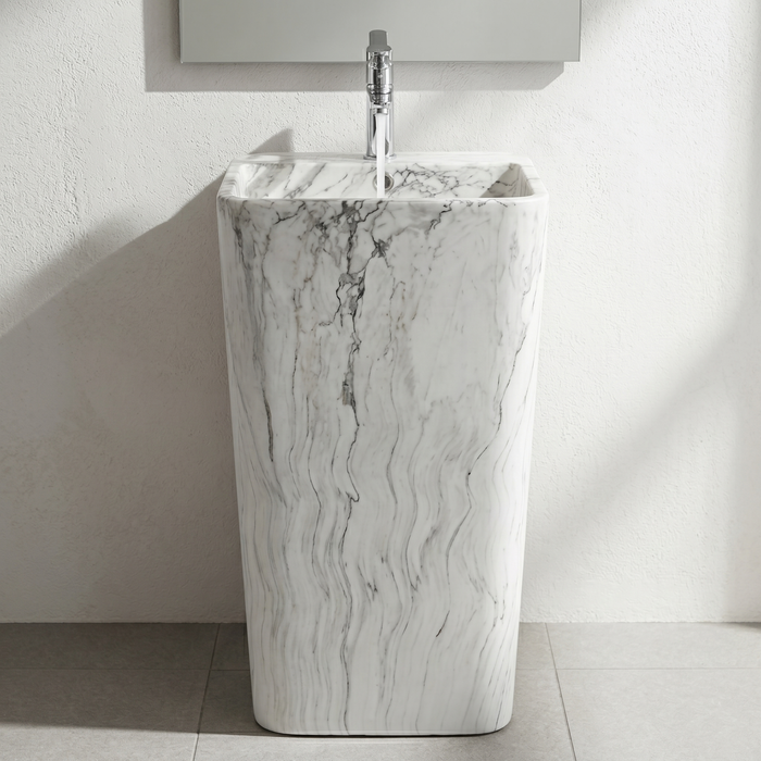 Ceramic Pedestal Wash Basin,size-16x16x32 Inch