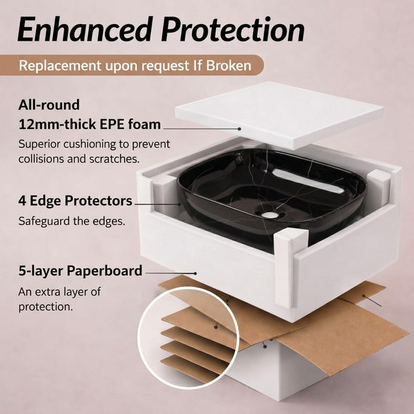 Designer Table Top Basin (18x13x6 In) Black