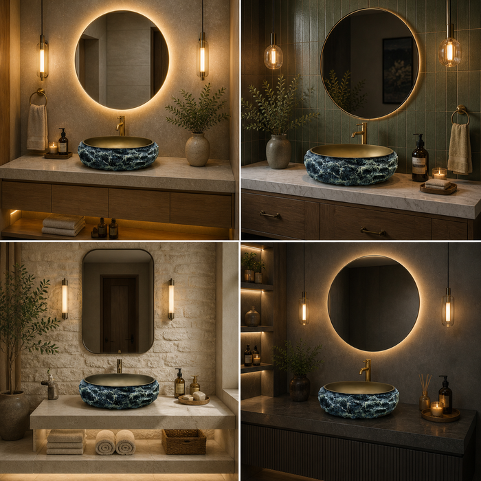 Modern Home Accent Countertop Wash Basin – Matt Artificial Stone Basin | 500×390×150 mm Brown