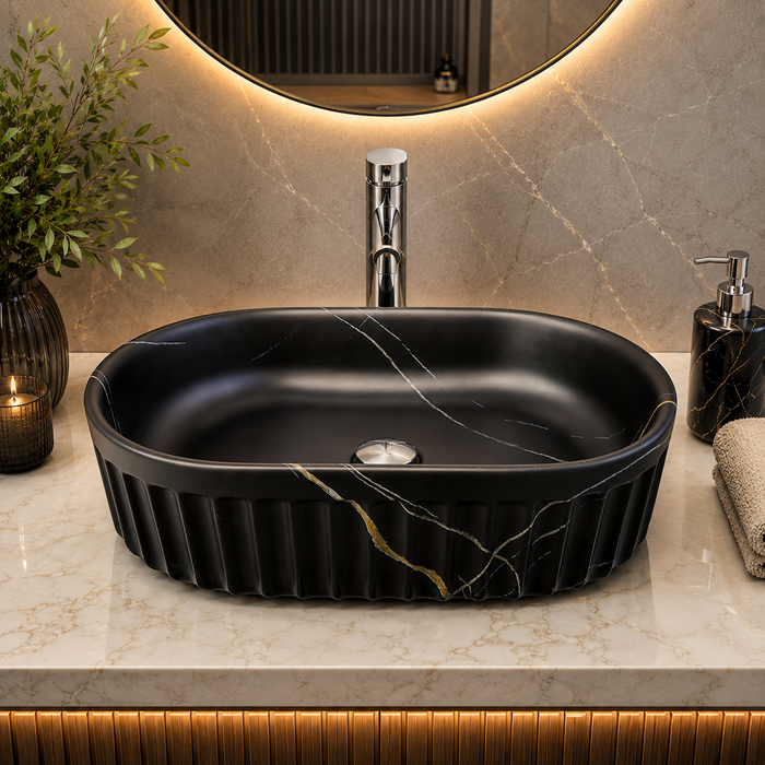 Premium Designer Table top/Counter top Wash Basin/Vessel sink (22x14x6 In) Marble10