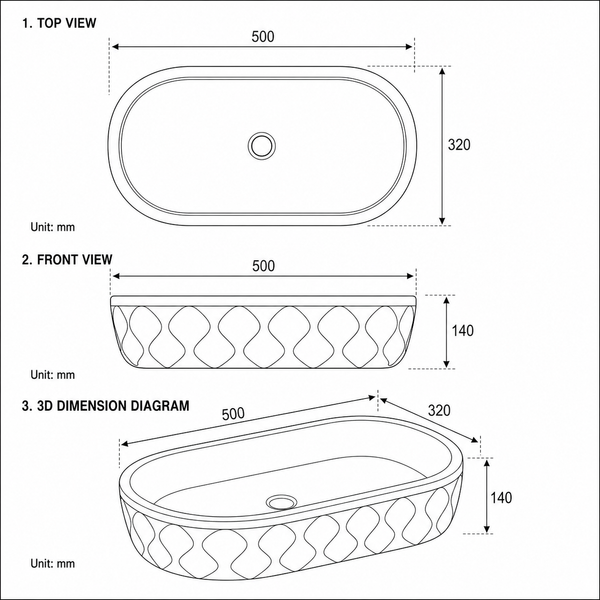 Bassino Oval Marble Finish Countertop Wash Basin – Luxury Ceramic Vessel Sink (19.7" x 12.6" x 5.5")