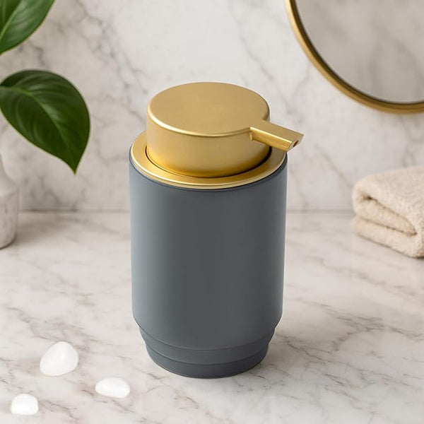 Premium Ceramic Liquid Soap Dispenser, Gold Pump Grey