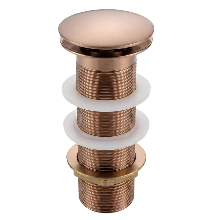 Bassino 6" Heavy-Duty Brass Rust-Proof Pop-Up for Basin | Waste Coupling 32mm (6 Inch) Drain Coupling Brushed Rose Gold