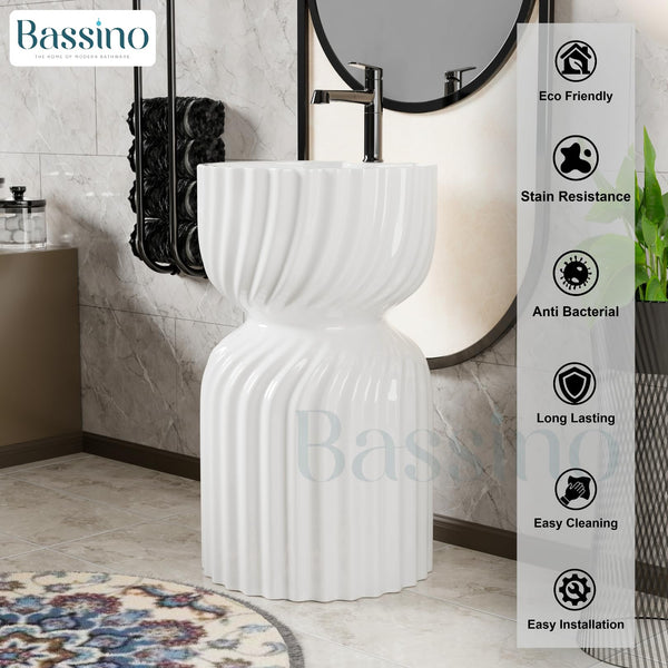 Ceramic Pedestal Wash Basin,BPB-680,size-18x18x33 Inch
