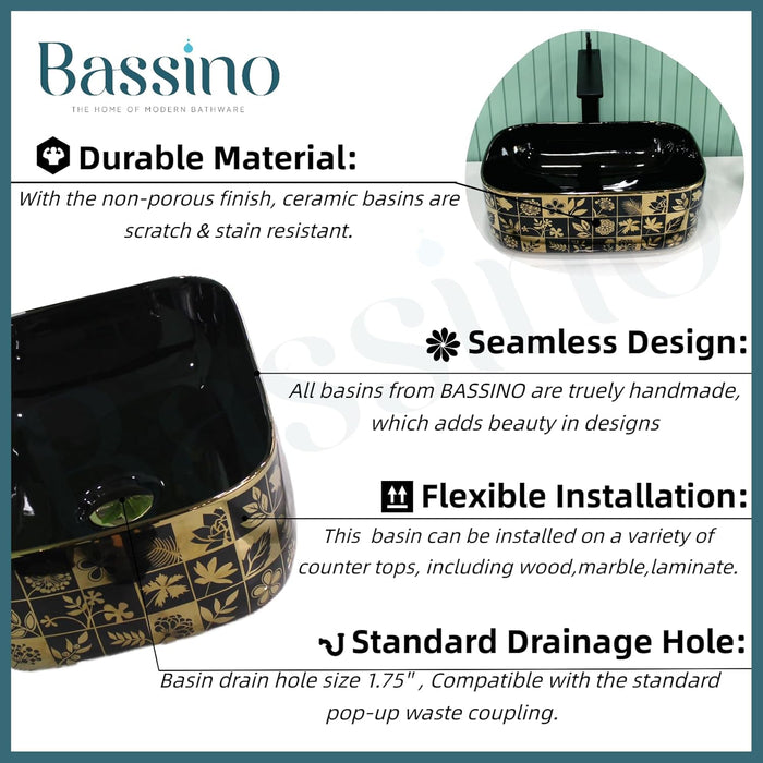 Designer Table Top Basin (16x12x6 Inch) BTT-11368-IN