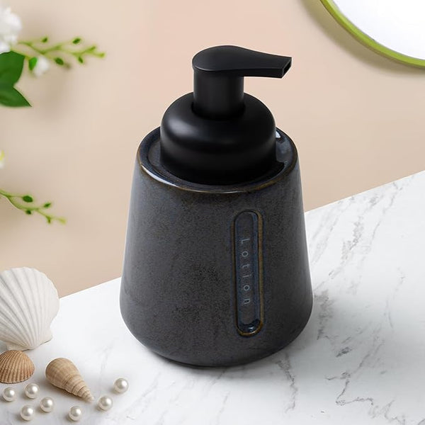 Ceramic Liquid Soap Dispenser – Premium Textured Design Black