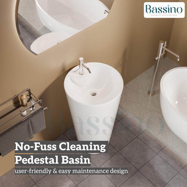 Ceramic Pedestal Wash Basin,BPB-656,size-18x18x32 Inch