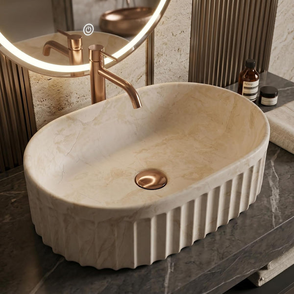 Premium Designer Table top/Counter top Wash Basin/Vessel sink (22x14x6 In) Marble9