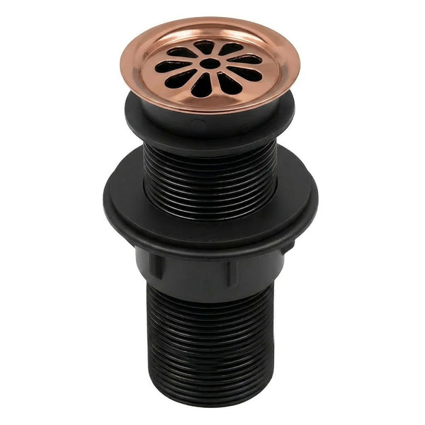 BASSINO 6 Inch Basin Waste Coupling Nylon Thread Body with Brass Jali Head/Heavy Duty Bathroom Sink Drain for Wash Basin Universal Fit Drain(Rose Gold)