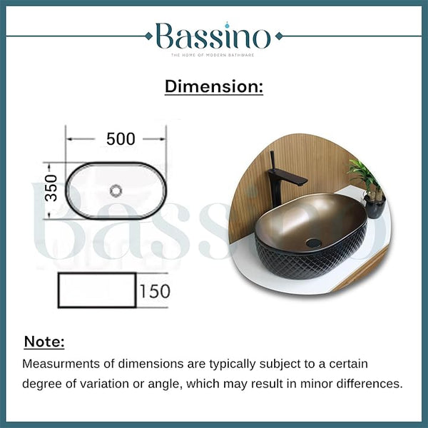 Premium Black Brown Ceramic Table Top Basin (20x14x6 In) BTT-11079