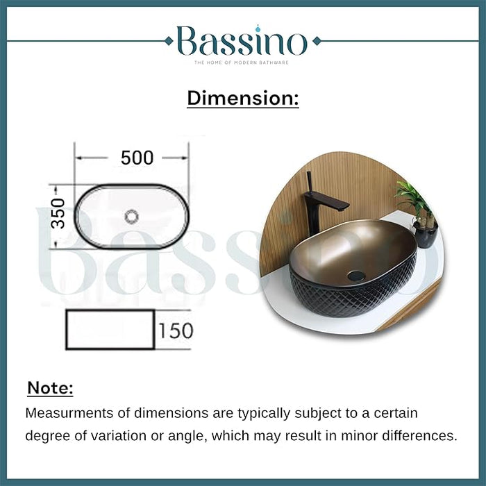 Premium Black Brown Ceramic Table Top Basin (20x14x6 In) BTT-11079