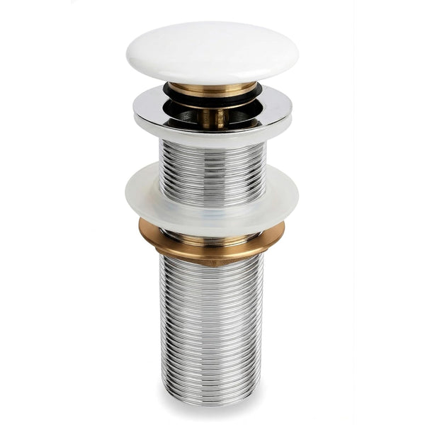5" White Ceramic Silver Brass Pop Up Full Thread Waste Coupling 32 MM