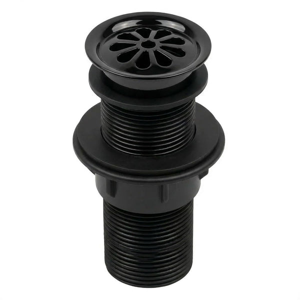 BASSINO 6 Inch Basin Waste Coupling Nylon Thread Body with Brass Jali Head/Heavy Duty Bathroom Sink Drain for Wash Basin Universal Fit Drain(Black)