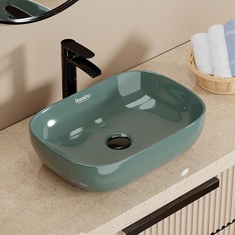 Modern Green Ceramic Table Top Wash Basin (18x13x5.5 In) BTT-11400