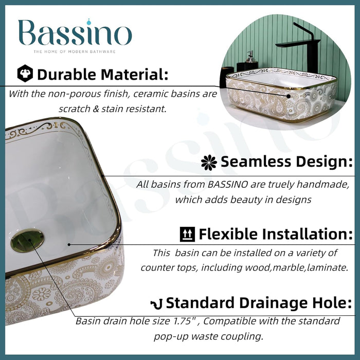 Designer Table Top Basin (16x12x6 Inch) BTT-11229-IN