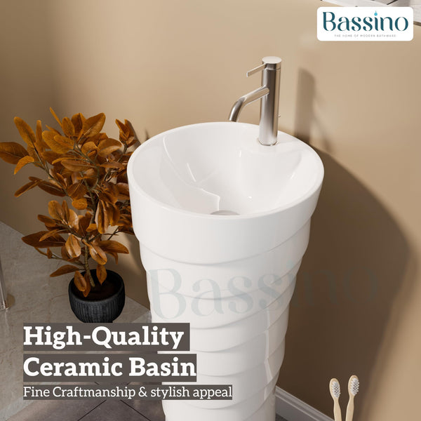 Ceramic Pedestal Wash Basin,BPB-659,size-15x15x34 Inch