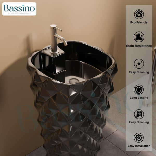 Ceramic Pedestal Wash Basin,BPB-657,size-17x17x32 Inch
