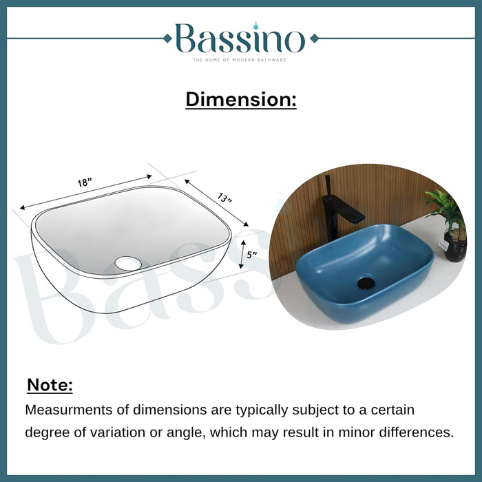 Modern Blue Ceramic Table Top Wash Basin (18x13x6 In) BTT-866-IN