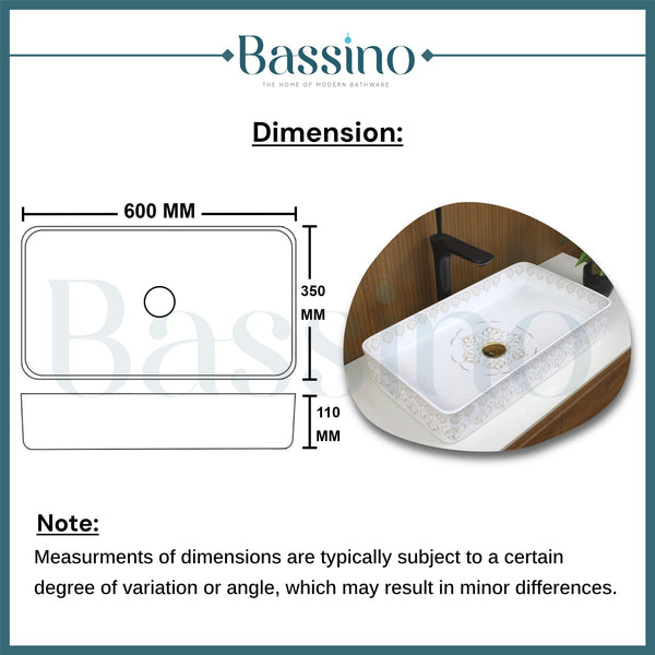 Premium Designer Table top/Counter top Wash Basin/Vessel sink (24x14x4.5 In)BTT-755-IN