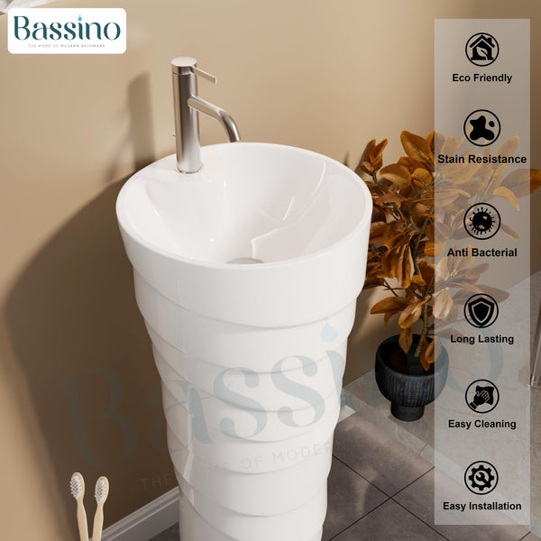 Ceramic Pedestal Wash Basin,BPB-659,size-15x15x34 Inch