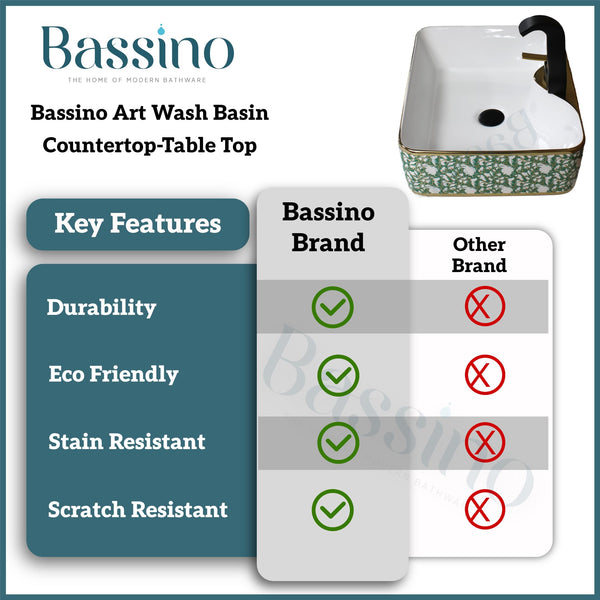 Premium Designer Table top/Counter top Wash Basin/Vessel sink (19x15x5.5 In) BTT-1144