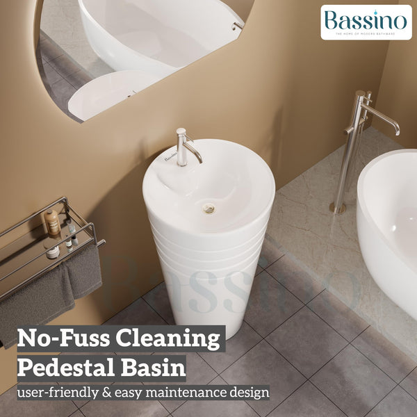 Ceramic Pedestal Wash Basin,BPB-652,size-18x18x32 Inch