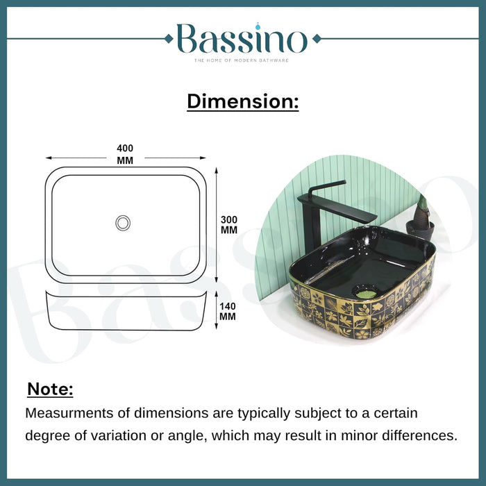 Designer Table Top Basin (16x12x6 Inch) BTT-11368-IN