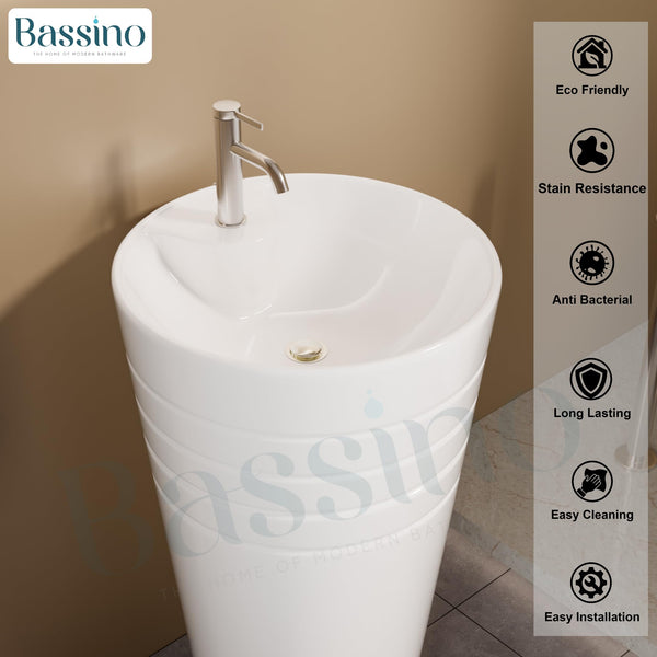 Ceramic Pedestal Wash Basin,BPB-652,size-18x18x32 Inch