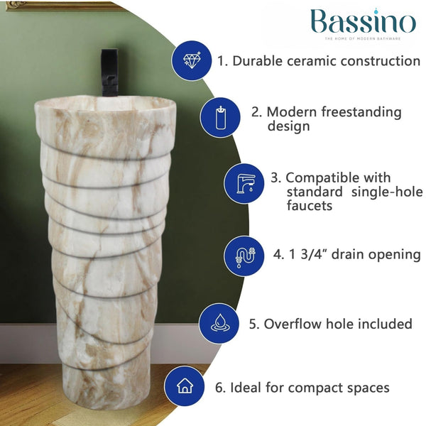 Ceramic Pedestal Wash Basin,BPB-646,size-15x15x34 Inch