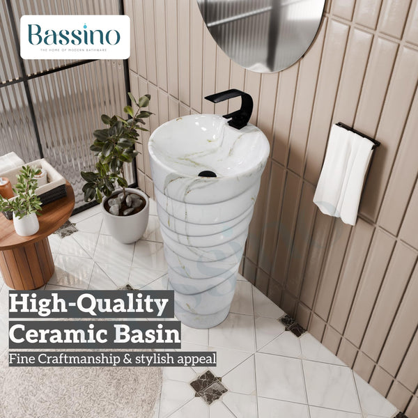 Ceramic Pedestal Wash Basin,BPB-645,size-15x15x34 Inch