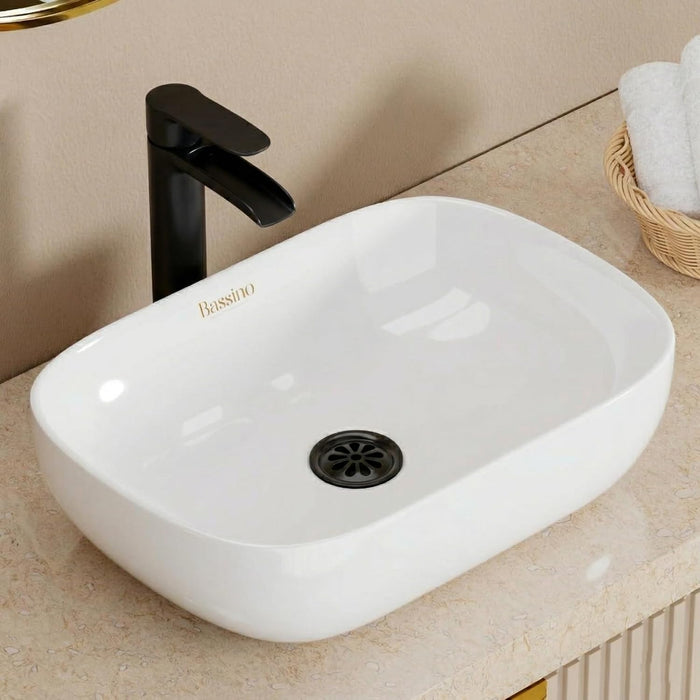 BASSINO 6 Inch Basin Waste Coupling Nylon Thread Body with Brass Jali Head/Heavy Duty Bathroom Sink Drain for Wash Basin Universal Fit Drain(Black)