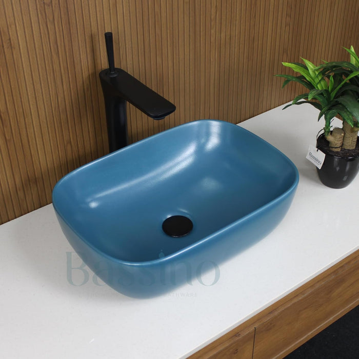 Modern Blue Ceramic Table Top Wash Basin (18x13x6 In) BTT-866-IN