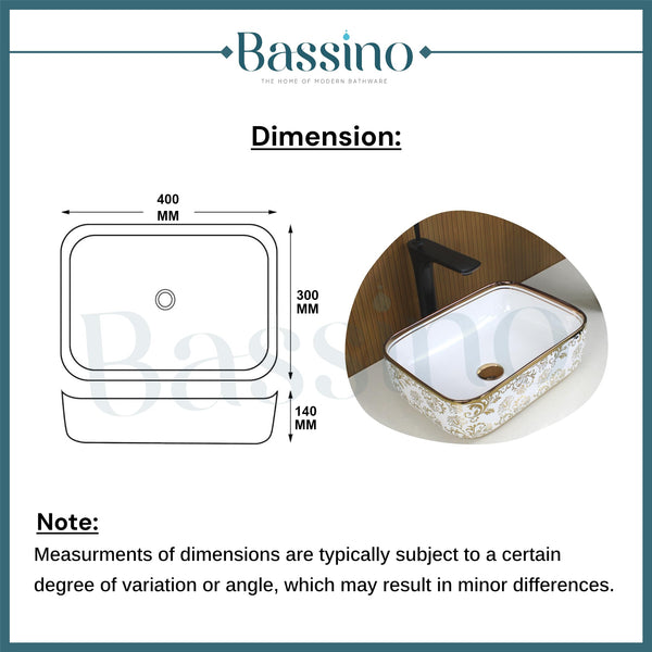 Premium Designer Table top/Counter top Wash Basin/Vessel sink (16x12x6 In) BTT-618-IN