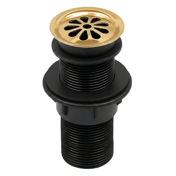 BASSINO 6 Inch Basin Waste Coupling Nylon Thread Body with Brass Jali Head/Heavy Duty Bathroom Sink Drain for Wash Basin Universal Fit Drain(Gold)