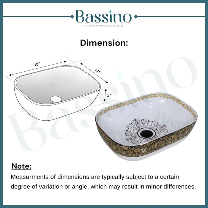 Premium Designer Table top/Counter top Wash Basin/Vessel sink (18x13x5.5 In) BTT-1022