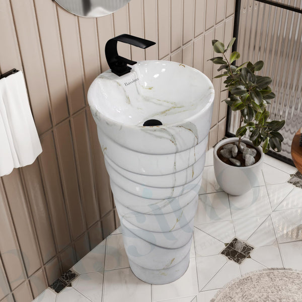 Ceramic Pedestal Wash Basin,BPB-645,size-15x15x34 Inch
