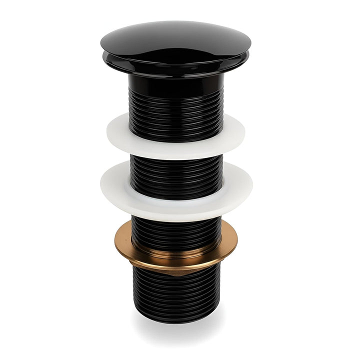 Bassino 6" Heavy-Duty Brass Rust-Proof Pop-Up for Basin | Black glossy Waste Coupling 32mm (6 Inch) Drain Coupling