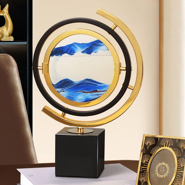 Glass Quicksand Painting, Moving Sand Art Picture 3D Glass Deep Sea Sandscape Flowing Sand Frame Desktop Ornaments Quicksand Painting (Color : Blue) (BSP-1374)
