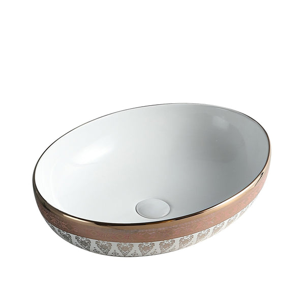 Premium Ceramic Designer Table Top Wash Basin, Refined Finish (20 × 14.5 × 5.5 In) OUTSIDE PATTERN-1