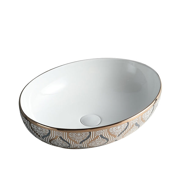 Premium Ceramic Designer Table Top Wash Basin, Refined Finish (20 × 14.5 × 5.5 In) OUTSIDE PATTERN-2