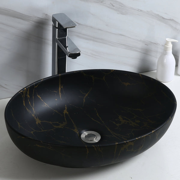 Premium Ceramic Designer Table Top Wash Basin, Refined Finish (20 × 14.5 × 5.5 In) MARBLE MATT-2
