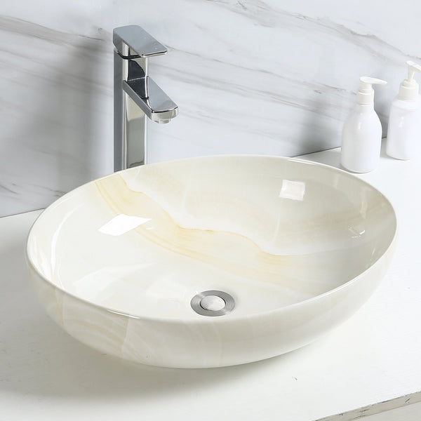 Premium Ceramic Designer Table Top Wash Basin, Refined Finish (20 × 14.5 × 5.5 In) MRBLE GLOSSY-2