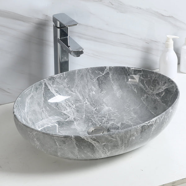 Premium Ceramic Designer Table Top Wash Basin, Refined Finish (20 × 14.5 × 5.5 In) MRBLE GLOSSY-3