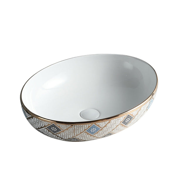 Premium Ceramic Designer Table Top Wash Basin, Refined Finish (20 × 14.5 × 5.5 In) OUTSIDE PATTERN-3