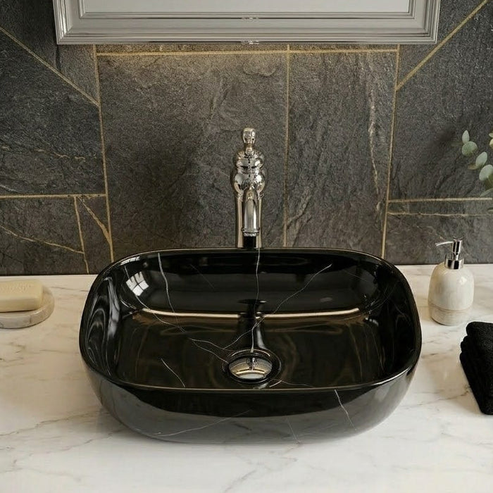 Designer Table Top Basin (18x13x6 In) Black