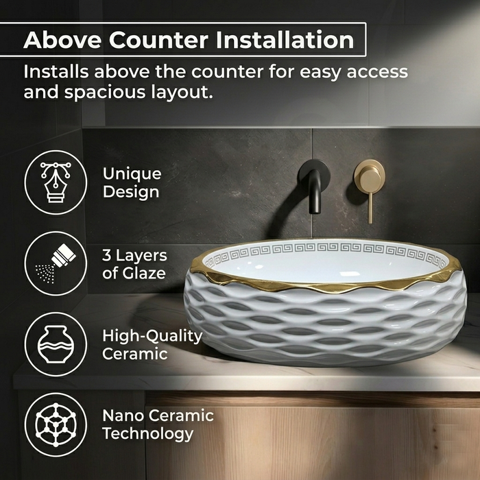Premium Designer Table top/Counter top Wash Basin/Vessel sink (24x17x6 In) BTT-645