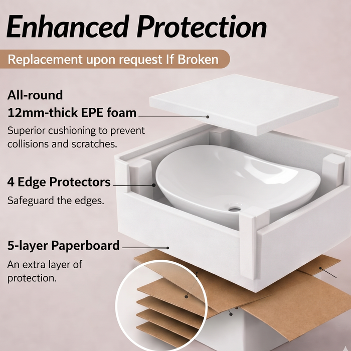 Bassino Modern Asymmetrical Oval Countertop Wash Basin (21" x 12" x 5") – Premium Ceramic Designer Vanity Sink