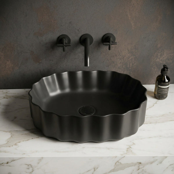 Premium Designer Table top Wash Basin (20x15x5.5 In) Black Matt